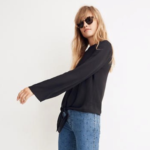 Madewell Tops - Madewell black bell sleeve tie top open back